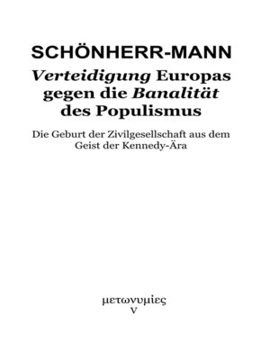 cover image of Verteidigung Europas gegen die Banalität des Populismus
